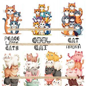 DIY Cute Stacked Cats Bookmarks, Supply Scrapbook Junk Journal Card Making